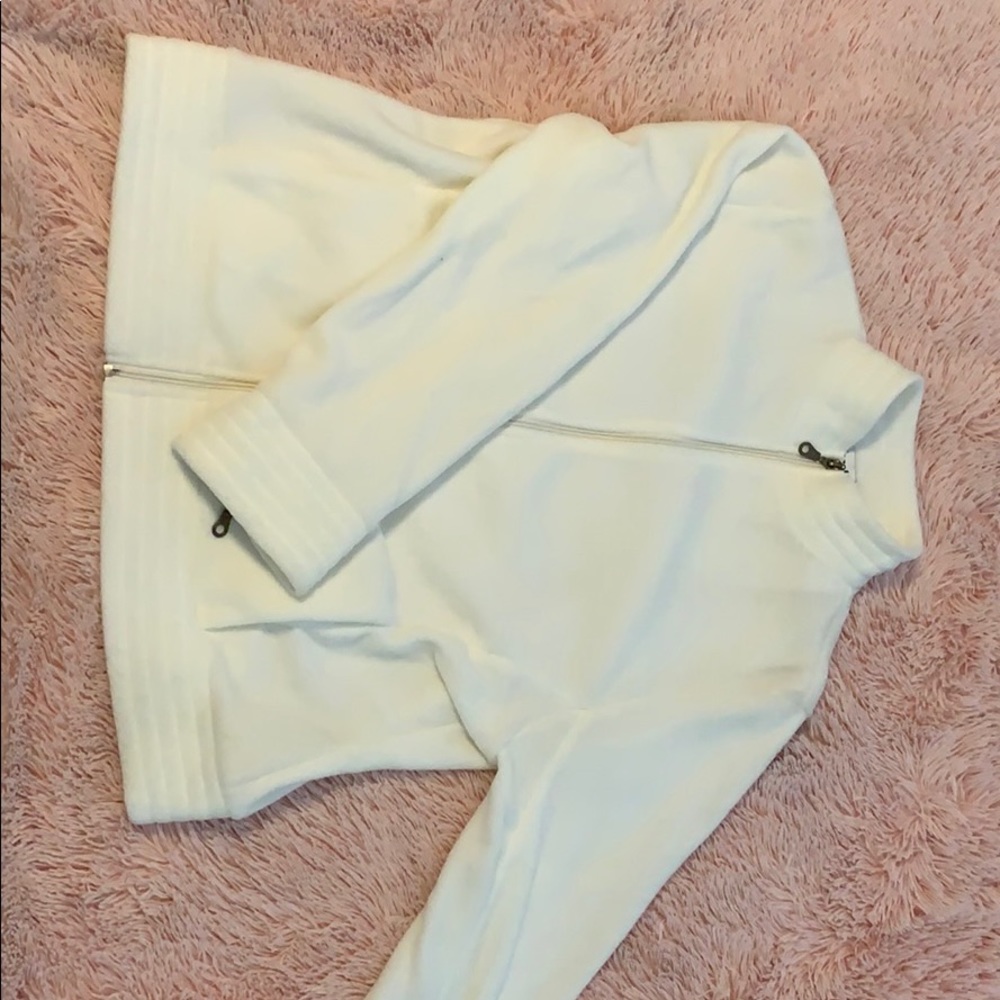 Plush white zip up jacket size large
